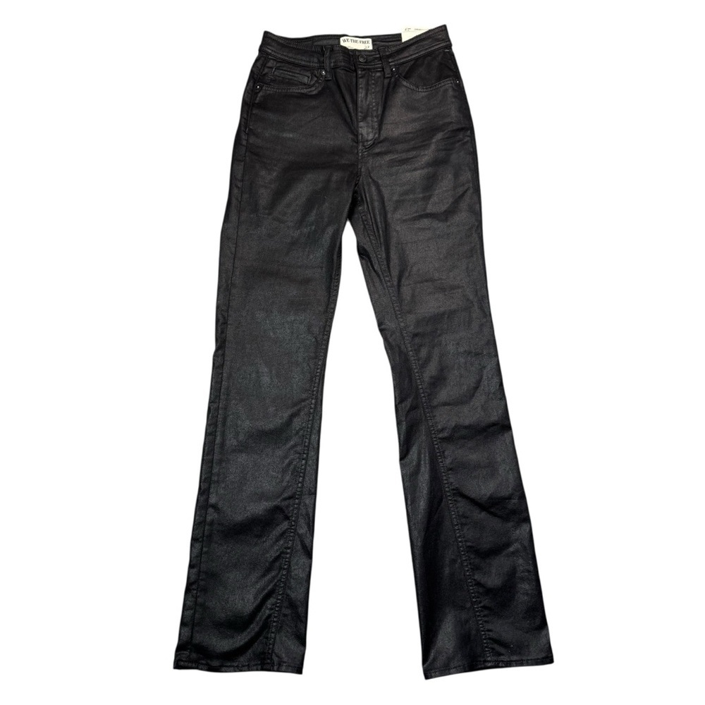 NWT New Free People We The Free Xena Slim Straight Coated Black Jeans Size 27 - Picture 3 of 10